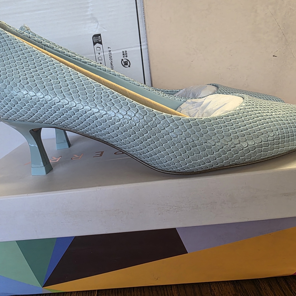 Katy Perry Collections Light Blue Textured Pointed-Toe Pumps - Picture 2 of 9